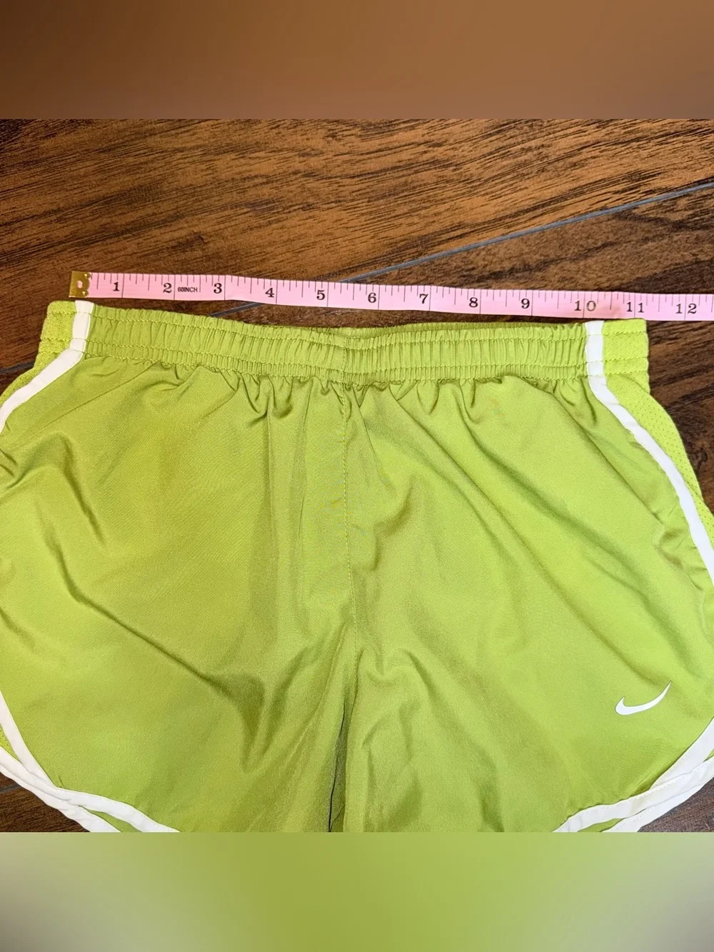 Nike Lime Green Girls' Athletic Shorts with White Trim